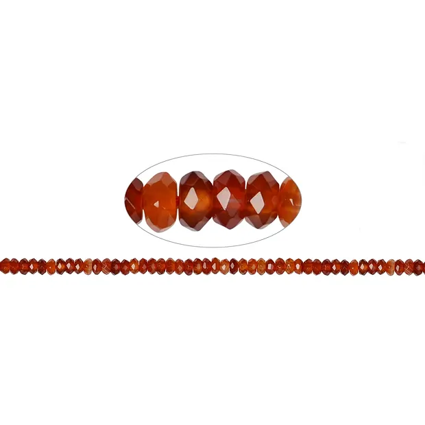 Collar de botones, cornalina (calentado), facetado, 06 x 08mm | Marco Schreier