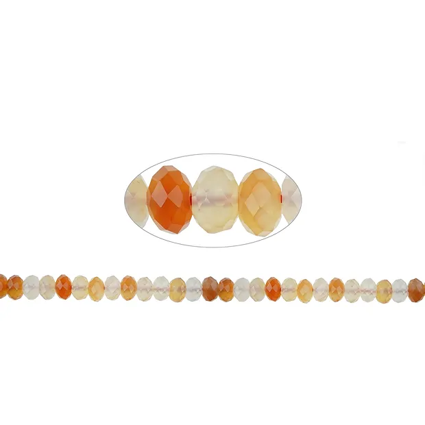 Button strand, carnelian (heated), colorful, faceted, 06 x 08mm | Marco Schreier