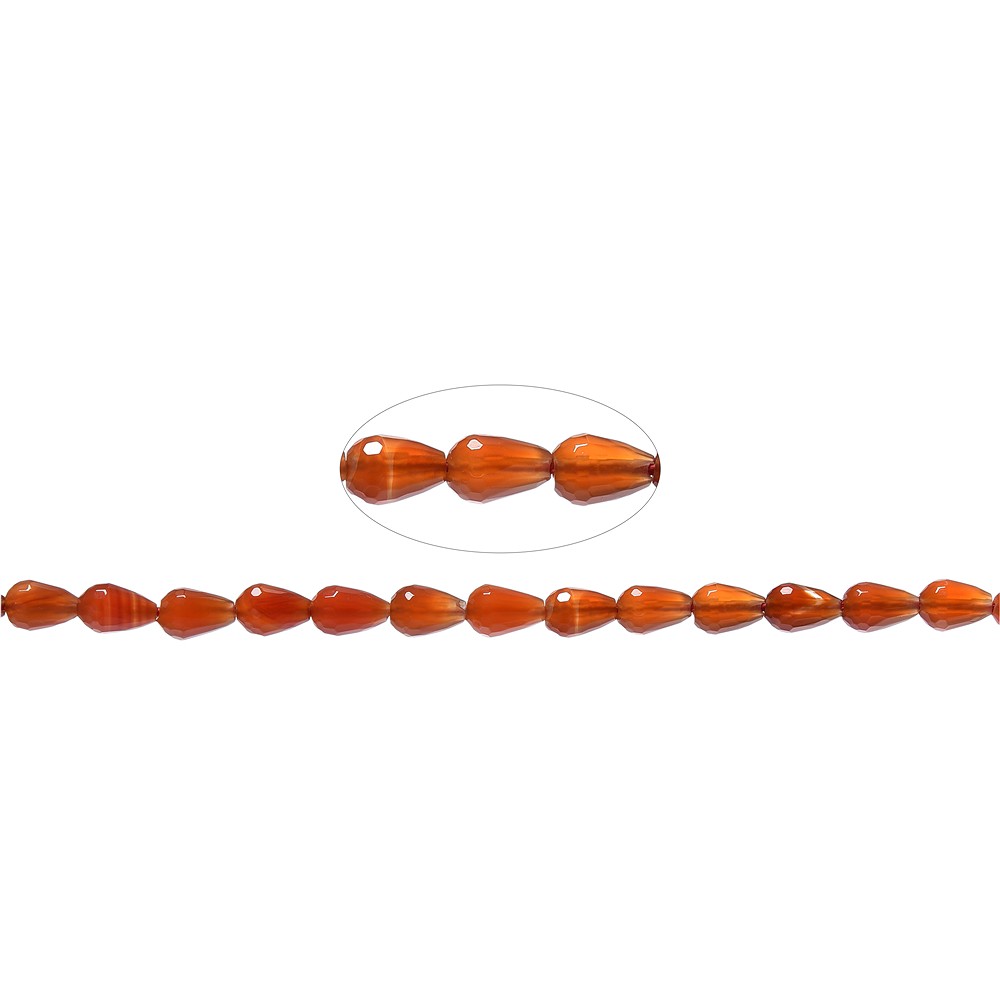 Drop strand, carnelian (heated), 09 x 07mm, faceted (39cm) | Marco Schreier