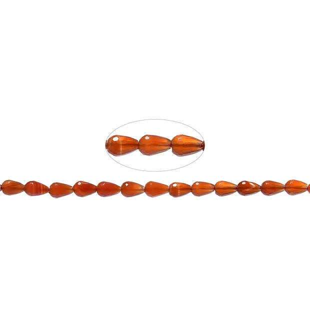 Collier de perles en forme de goutte, Cornaline (chauffée), 09 x 07 mm, facettées | Marco Schreier