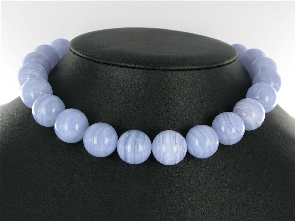 Strang Kugeln, Chalcedon (blau), 18mm | Edelsteine, Heilsteine & Schmuck-Handel