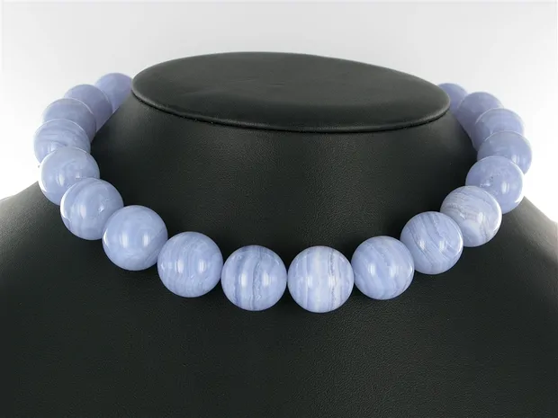 Strang Kugeln, Chalcedon (blau), 18mm | Edelsteine, Heilsteine & Schmuck-Handel