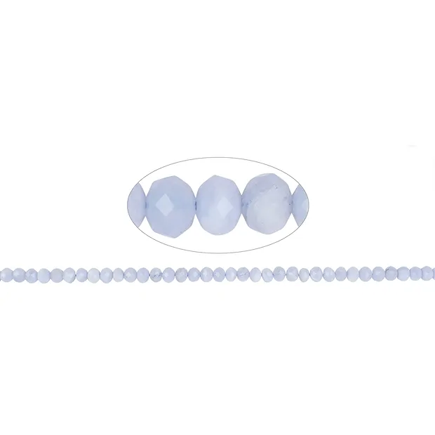 Button strand, Blue Lace Agate (blue), faceted, 04 x 05mm | Marco Schreier