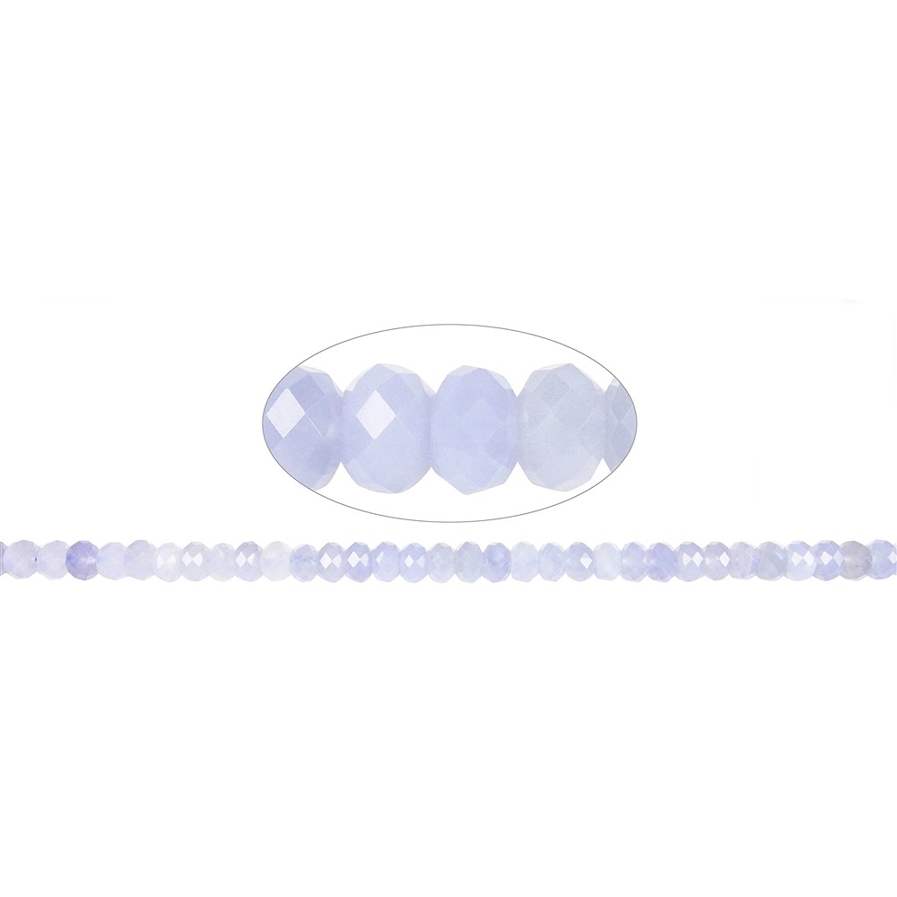 Collar de botones, Calcedonia (azul) A, facetado, 07 x 10mm (39cm) | Marco Schreier