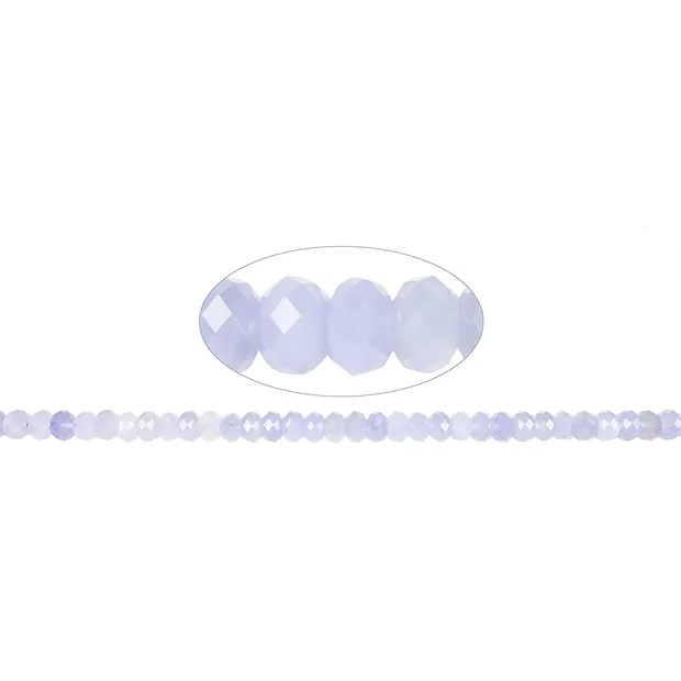 Rang de colliers, Boutons, Calcédoine (bleu) A, à facettes, 07 x 10mm (39cm) | Marco Schreier