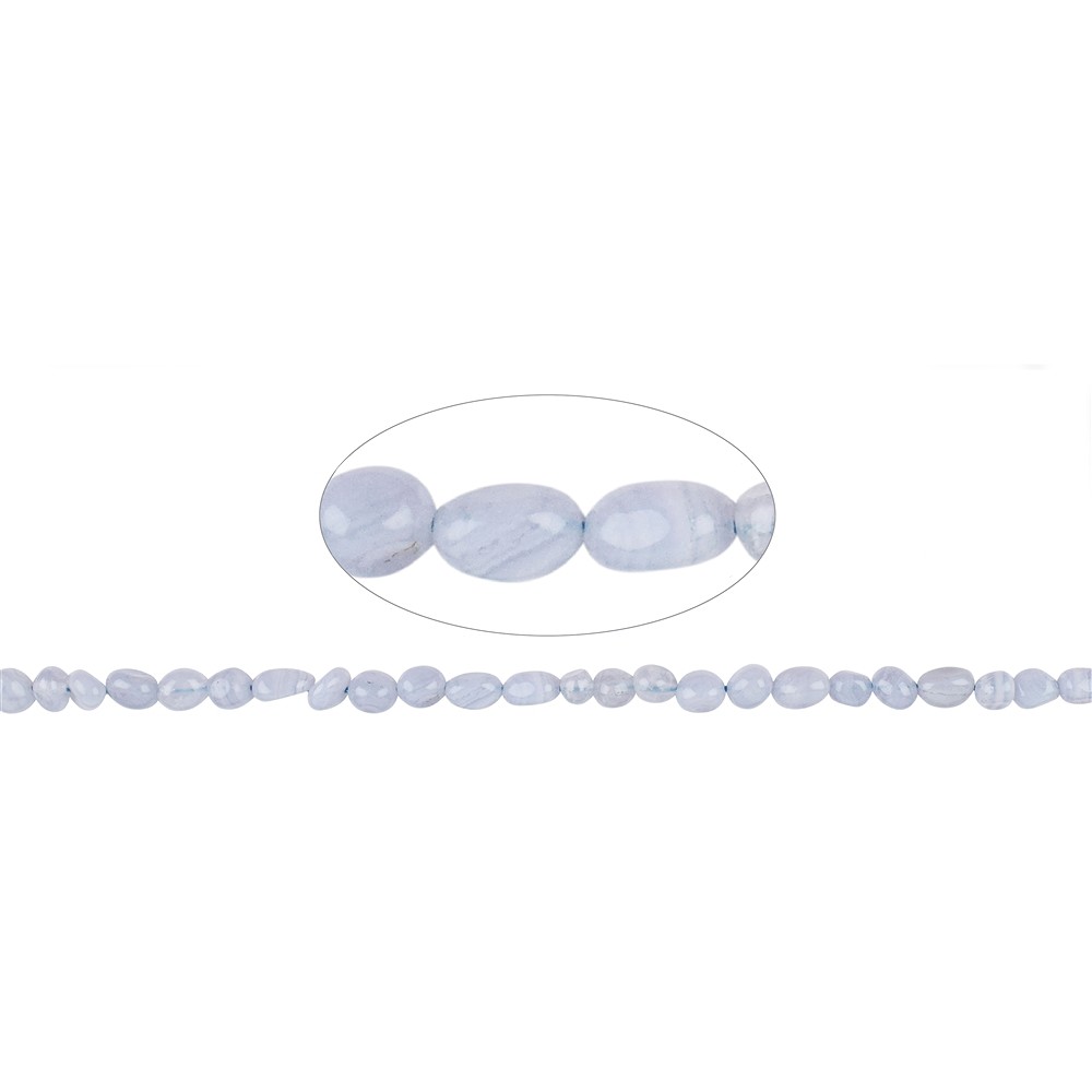 Strang Trommelsteine, Chalcedon (blau), 05-08 x 05-06mm | Marco Schreier