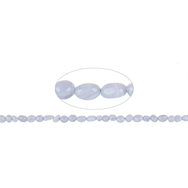 Strand of Tumbled Stones, Blue Lace Agate (blue), 05-08 x 05-06mm | Marco Schreier