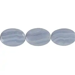 140451428620 Twisted strand Lense, Blue Lace Agate (blue), faceted, 35 x 25mm | Marco Schreier