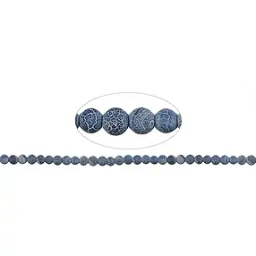 Rang de collier boules, Onyx (teintée), sillonné, mat, 08mm (37cm) | Marco Schreier