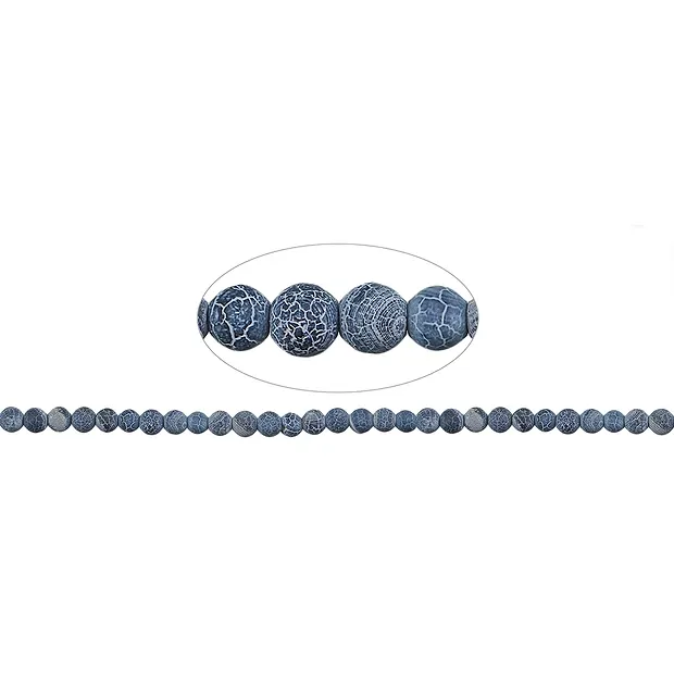 Rang de collier boules, Onyx (teintée), sillonné, mat, 08mm (37cm) | Marco Schreier