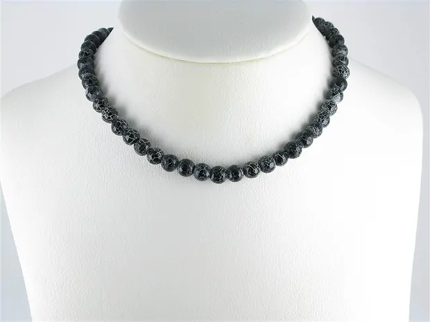 String Beads, Onyx (dyed), grooved faceted, 08mm (35cm) | Marco Schreier