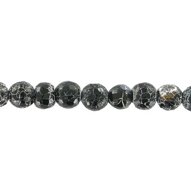 String Beads, Onyx (dyed), grooved faceted, 08mm (35cm) | Marco Schreier