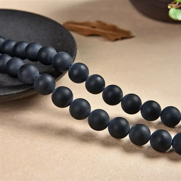 Strang Kugeln, Onyx (gef.), matt, 10mm | Edelsteine, Heilsteine & Schmuck-Handel