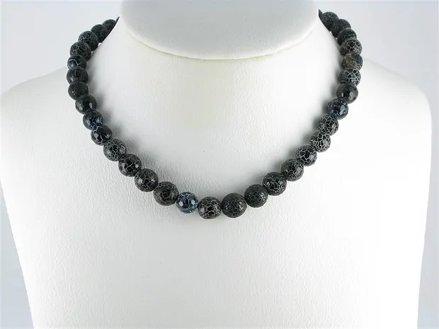 Rang de colliers boules, Onyx (teintée), facetté sillonné, 10mm | Marco Schreier