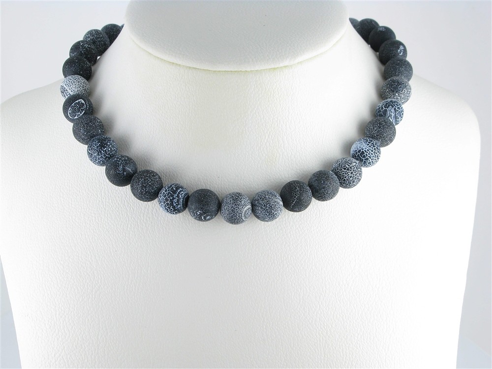 Filo di perline, Onice (colorato), scanalato, opaco, 12 mm | Marco Schreier