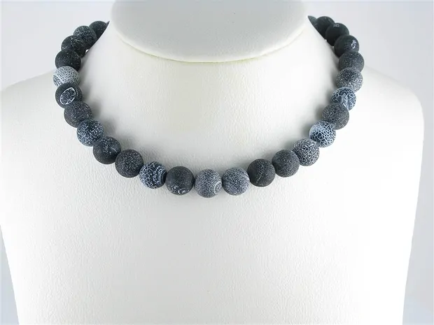 String Beads, Onyx (dyed), grooved, matt, 12mm | gems, healing stones & jewelry