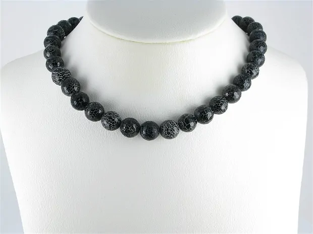 Rang de colliers boules, Onyx (teintée), sillonné, facetté, 12mm | Marco Schreier