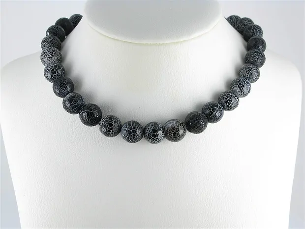 Rang de colliers boules, Onyx (teintée), sillonné, facetté, 14mm | Marco Schreier