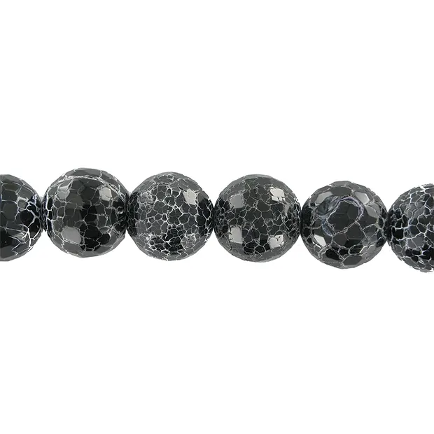 String Beads, Onyx (dyed), grooved, faceted, 14mm | Marco Schreier