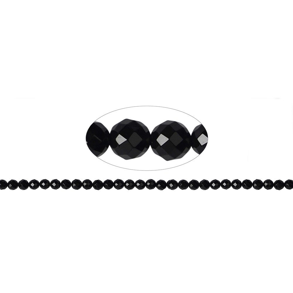 Rang de collier boules, Onyx (teintée), à facettes, 04mm | Marco Schreier