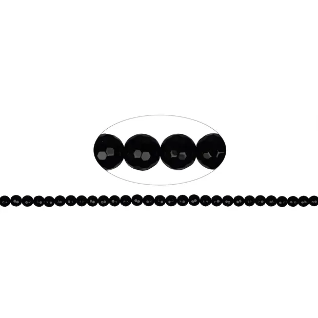 String Beads, Onyx (dyed), faceted, 06mm | wholesaler gems & healing stones