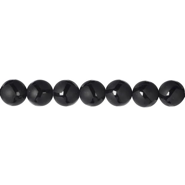 String Beads, Onyx (dyed) "Football" matt/shiny, 10mm | Marco Schreier