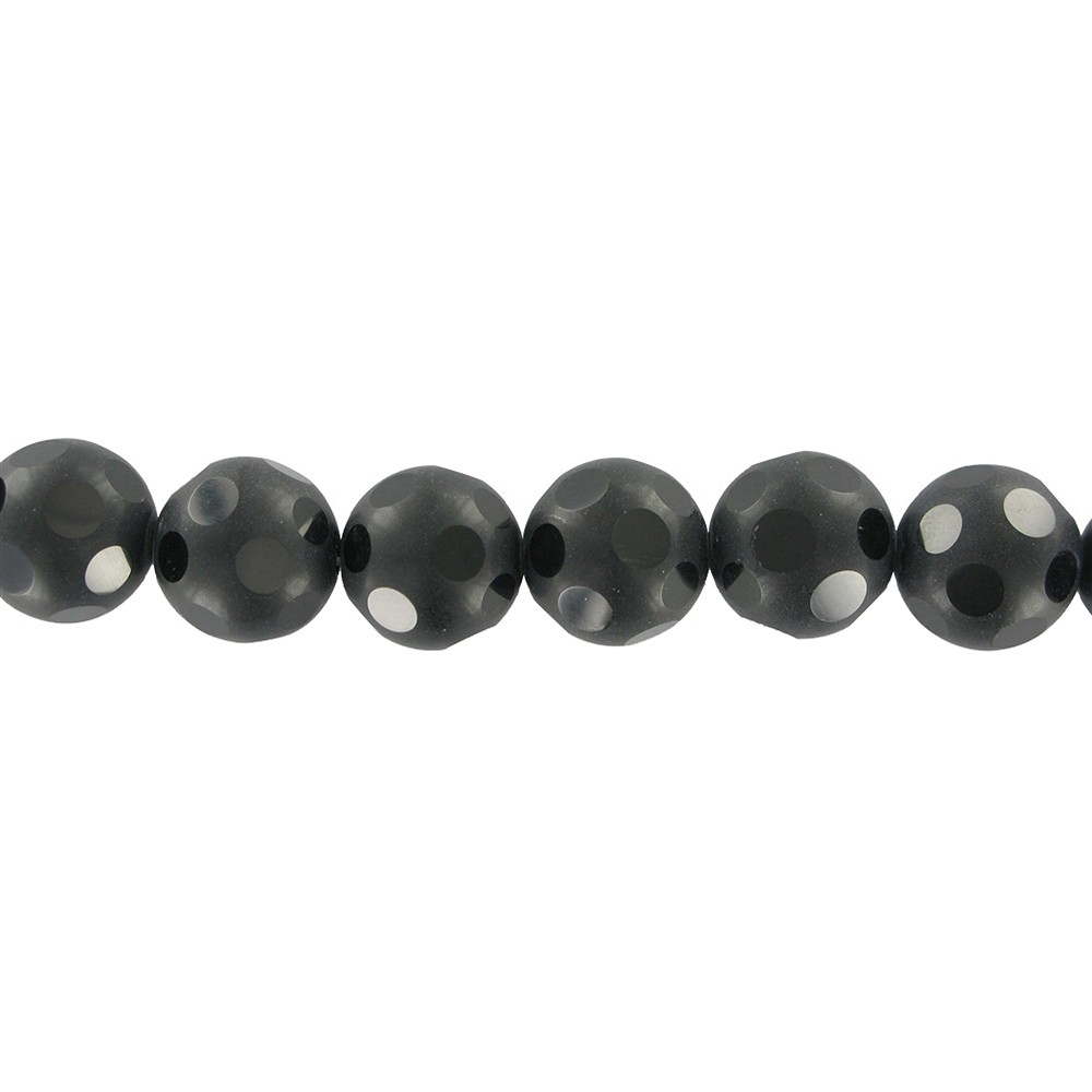 Rang de collier boules "fenêtre", Onyx (teintée), 08mm | Marco Schreier