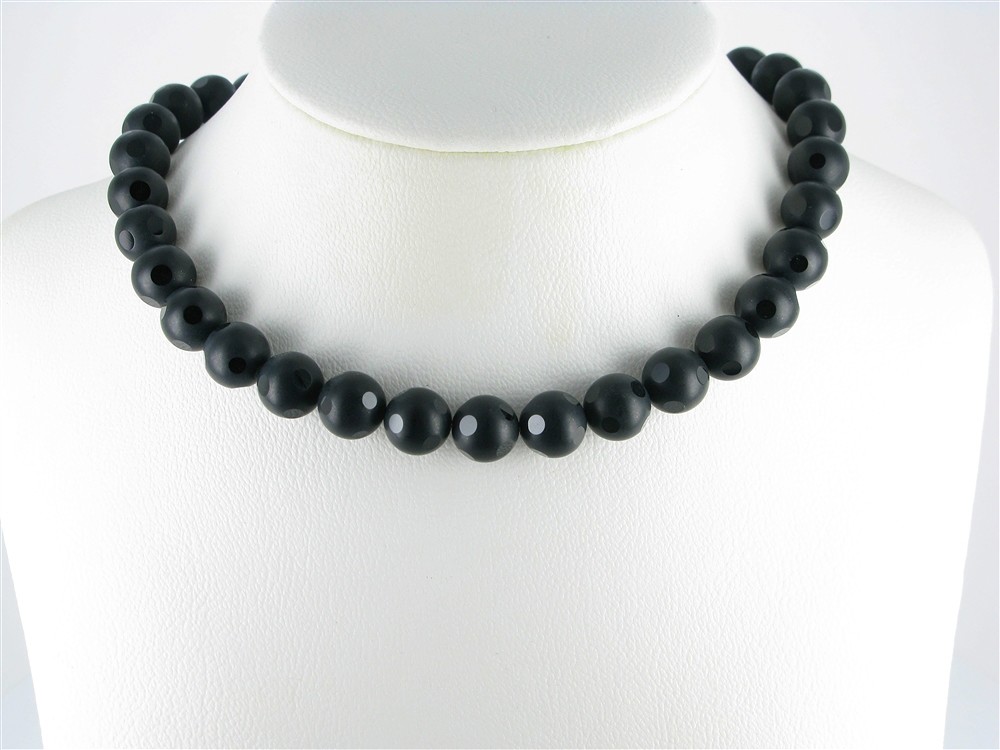 Rang de collier boules "fenêtre", Onyx (teintée), 12mm | Marco Schreier