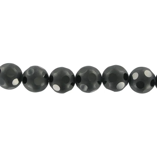 Strang Kugeln "Fenster", Onyx (gef.), 12mm | GH Edelsteine, Heilsteine & Schmuck