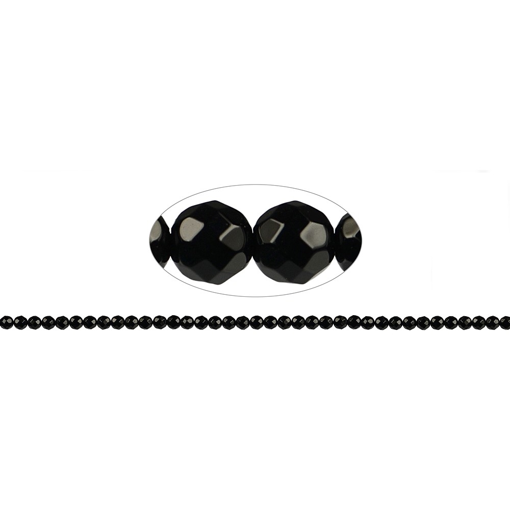 Strang Kugeln, Onyx (gef.), facettiert, 03mm | Edelsteine, Heilsteine & Schmuck