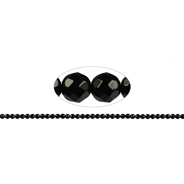 String Beads, Onyx (dyed), faceted, 03mm | wholesaler gems & healing stones