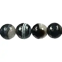 140460106227 Rang de colliers boules, Onyx moitié/moitié (teintée), à facettes, 16mm | Marco Schreier