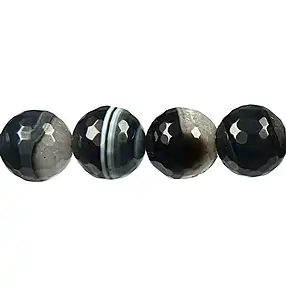 String Beads, Onyx half/half (dyed), faceted, 16mm | Marco Schreier