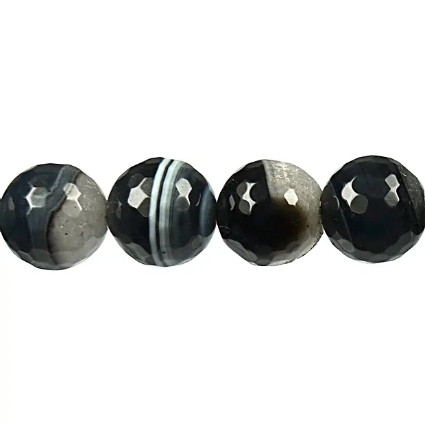 Cuentas de piedras preciosas, Ónice mitad/mitad (teñido), facetado, 16mm | Marco Schreier