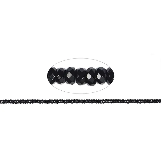Button strand, Onyx (dyed), faceted, 02 x 04mm | gems, healing stones & jewelry