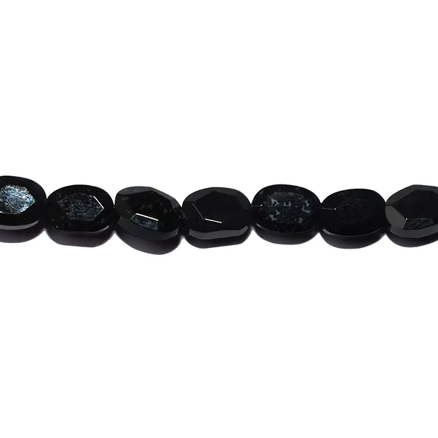 Strang Mini-Oval, Onyx (gef.), facettierter Rand, 04 x 06mm | Marco Schreier