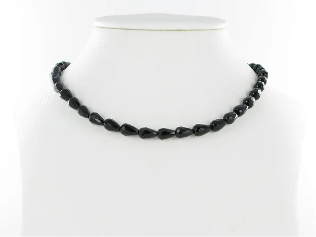 Strang Tropfen, Onyx (gef.), facettiert, 09 x 06mm (38cm) | Marco Schreier