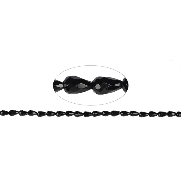 Strang Tropfen, Onyx (gef.), facettiert, 09 x 06mm (38cm) | Marco Schreier