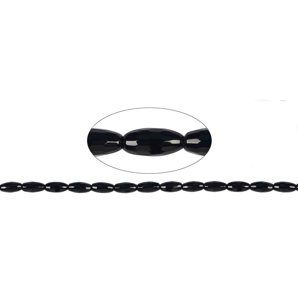 Strang Spindel, Onyx (gef.), facettiert, 12 x 06mm | Marco Schreier