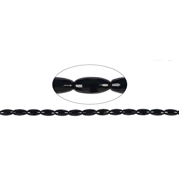 Strang Spindel, Onyx (gef.), facettiert, 12 x 06mm | Marco Schreier