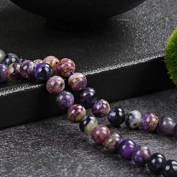 Strang Kugeln, Charoit (bunt), 06mm (39cm) | GH Edelsteine, Heilsteine & Schmuck