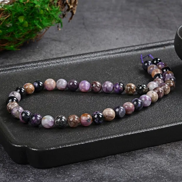 String Beads, Charoite (multicolored), 08 - 09mm (39cm) | Marco Schreier