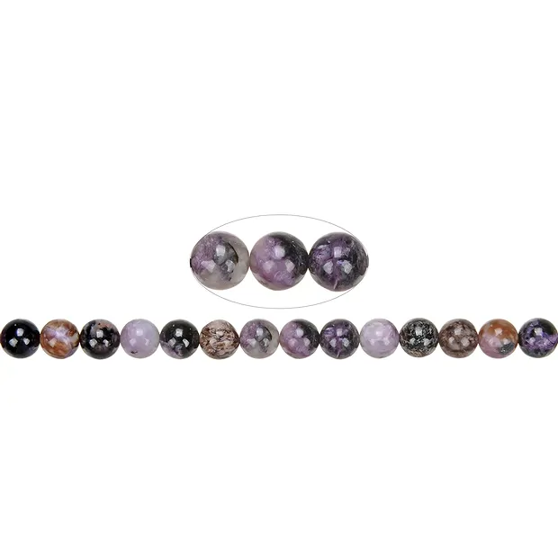 Rang de colliers boules, Charoïte (multicolore), 08 - 09mm (39cm) | Marco Schreier