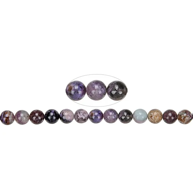 Strang Kugeln, Charoit (bunt), 10 - 11mm (39cm) | Marco Schreier