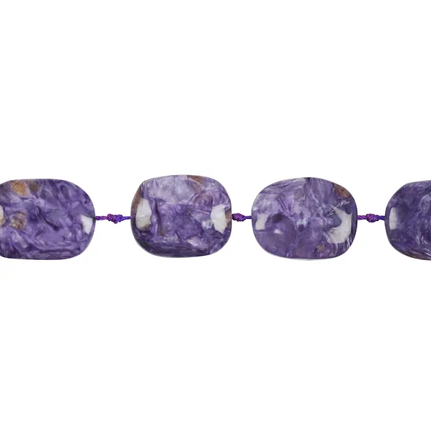 Rang de colliers rectangle arrondi, Charoïte, 22-24mm x 16-18mm | Marco Schreier