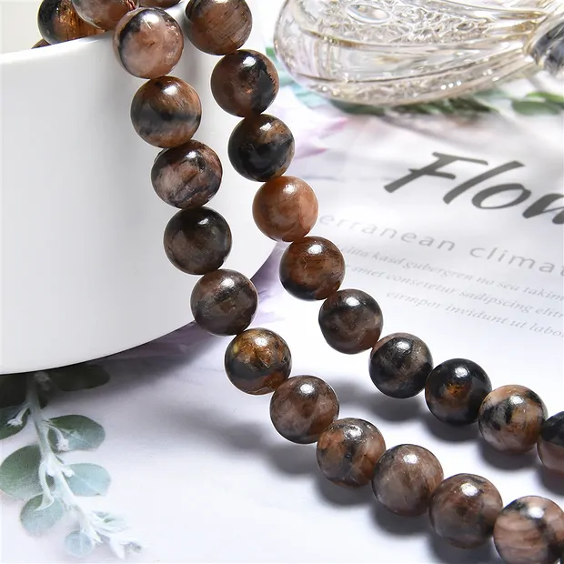 String Beads, Chiastolite (Andalusite), 10mm | gems, healing stones & jewelry