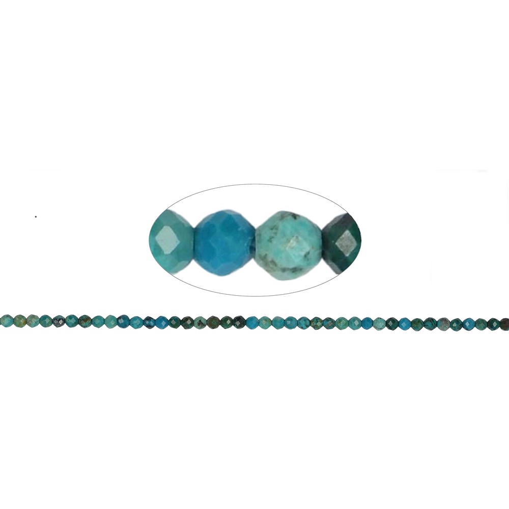 Rang de collier boules, Chrysocolle (stab.), à facettes, 02mm (38cm) | Marco Schreier