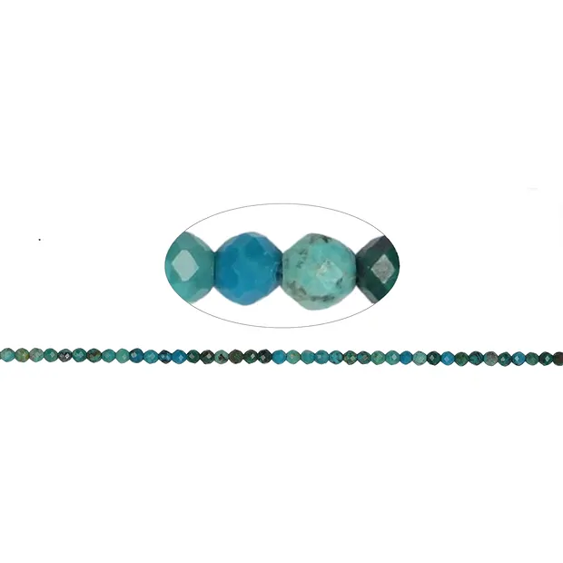 Rang de collier boules, Chrysocolle (stab.), à facettes, 02mm (38cm) | Marco Schreier