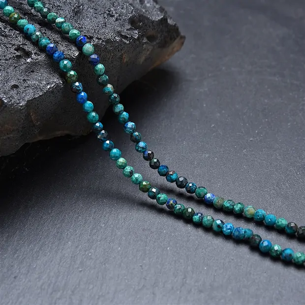 Rang de colliers boules, Azurite-Malachite-Chrysocolle (stab.), 03mm | Marco Schreier