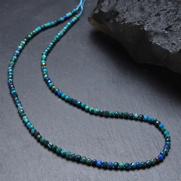 Rang de colliers boules, Azurite-Malachite-Chrysocolle (stab.), 03mm | Marco Schreier